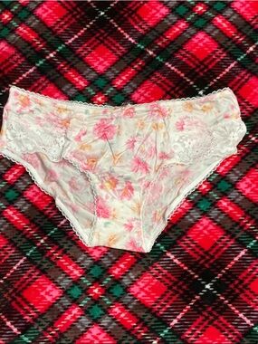 Victoria's Secret Floral Lace Bikini Panty - White, Pink, Orange
